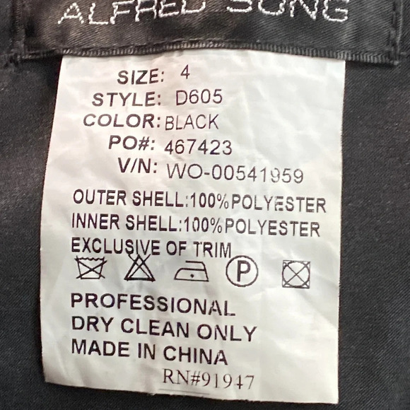 Alfred Sung Black Maxi Dress Gown Satin Sleeveless Sweetheart Neck Size 4 - Picture 8 of 8